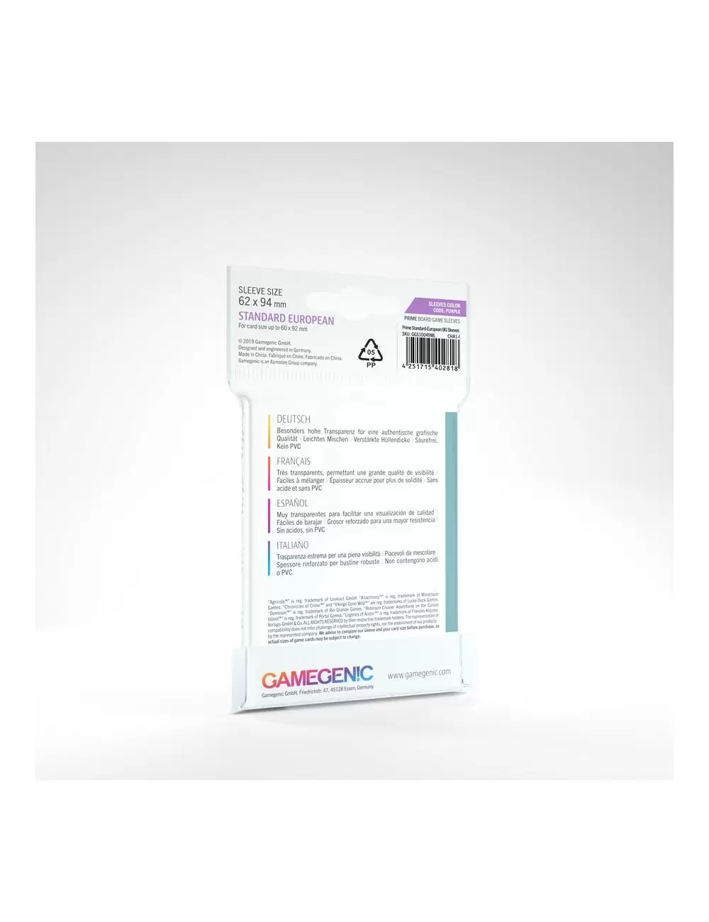 fundas prime sleeves: standard european 62x94 (50) fundas prime sleeves: standard european 62x94 (50)