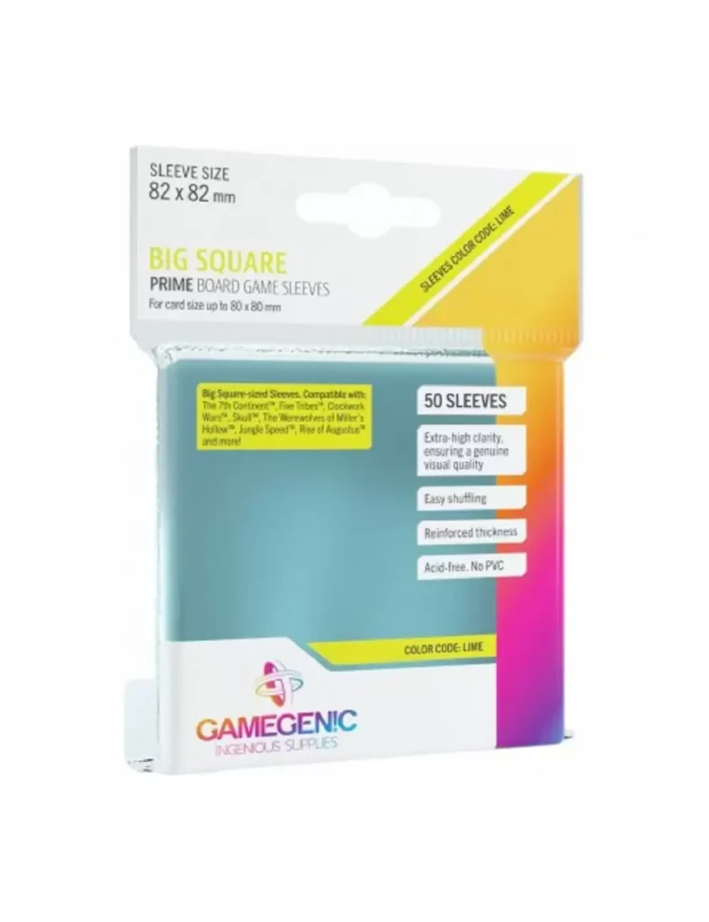 fundas prime big square sized sleeves 82x82mm (50)
